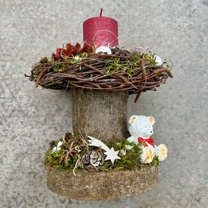 Karácsonyi asztaldísz, gyertyatartó - MACI - karácsony - karácsonyi lakásdekoráció - ünnepi asztaldekoráció - Meska.hu