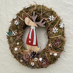 Téli, karácsonyi kopogtató, ajtó- vagy falidísz - RÉNSZARVAS - karácsony - karácsonyi lakásdekoráció - karácsonyi ajtódíszek - Meska.hu