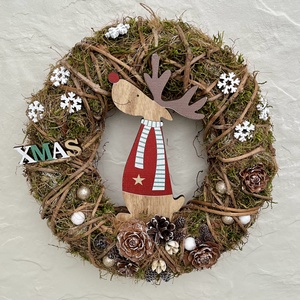 Téli, karácsonyi kopogtató, ajtó- vagy falidísz - RÉNSZARVAS - karácsony - karácsonyi lakásdekoráció - karácsonyi ajtódíszek - Meska.hu