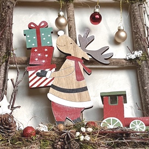 Rénszarvas kopogtató, falidísz  - karácsony - adventi díszek - adventi ajtódísz - Meska.hu