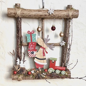 Rénszarvas kopogtató, falidísz , Karácsony, Adventi díszek, Adventi ajtódísz, Famegmunkálás, Mindenmás, MESKA