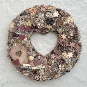 Madárkás kopogtató tavaszra, nyárra, házavatóra, Anyák napjára..., Otthon & Életmód, Dekoráció, Ajtó- és ablak dekoráció, Ajtódísz & Kopogtató, Virágkötés, MESKA