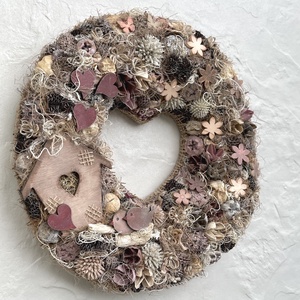 Madárkás kopogtató tavaszra, nyárra, házavatóra, Anyák napjára... - otthon & életmód - dekoráció - ajtó- és ablak dekoráció - ajtódísz & kopogtató - Meska.hu