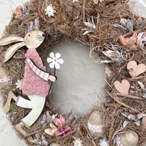 Nyuszkó - húsvéti, tavaszi kopogtató, ajtódísz - otthon & életmód - dekoráció - ajtó- és ablak dekoráció - ajtódísz & kopogtató - Meska.hu