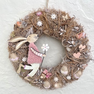 Nyuszkó - húsvéti, tavaszi kopogtató, ajtódísz - otthon & életmód - dekoráció - ajtó- és ablak dekoráció - ajtódísz & kopogtató - Meska.hu