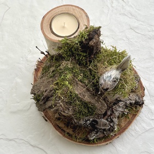 Kismadár - rusztikus asztaldísz odúval, fa mécsestartóval  - otthon & életmód - dekoráció - asztal és polc dekoráció - asztaldísz - Meska.hu