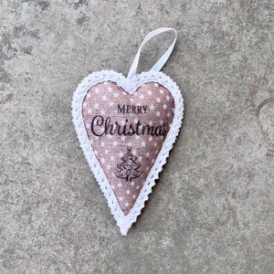 Merry Christmas szív levendulával töltve, illatzsák - Meska.hu