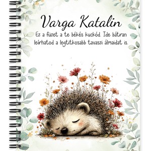Személyre szabható - A kert kis álmodozója, cuki süni mintás A5-ös füzet, Otthon & Életmód, Papír, írószer, Jegyzetfüzet & Napló, , MESKA
