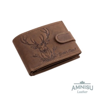 Szarvas mintás barna patentos férfi bőr pénztárca DEER1021/T - Meska.hu