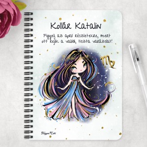 Személyre szabható - Fekete hajú Csini Szűz lány mintás A5-ös füzet - otthon & életmód - papír, írószer - jegyzetfüzet & napló - Meska.hu
