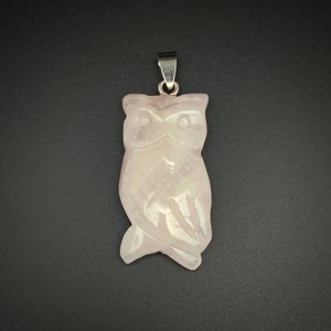Bagoly medál rózsakvarc 2x4cm, Ékszer, Nyaklánc, Medál, , MESKA