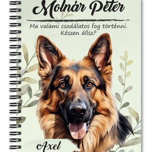 Személyre szabható - Németjuhász portré mintás A5-ös füzet, Otthon & Életmód, Papír, írószer, Jegyzetfüzet & Napló, , MESKA