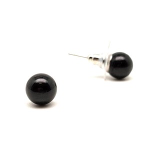 Fülbevaló golyó fekete turmalin 8mm, Ékszer, Fülbevaló, Pötty fülbevaló, , MESKA