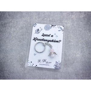 Leszel a Keresztanyukám kulcstartó rózsakvarccal - táska & tok - kulcstartó & táskadísz - kulcstartó - Meska.hu