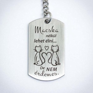 Macska nélkül lehet élni acél medálos kulcstartó - táska & tok - kulcstartó & táskadísz - kulcstartó - Meska.hu
