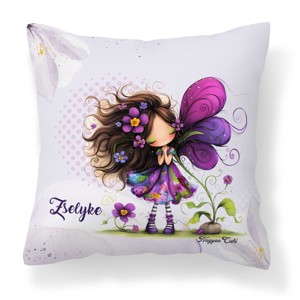 Névvel kérhető - Cuki ibolya virágos tündér mintás párna, Otthon & Életmód, Lakástextil, Párna & Párnahuzat, Díszpárna (belsővel együtt), , MESKA