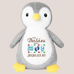 Névre hímzett plüss pingvin � személyre szabható ajándék babáknak, születési emlékőrző, puha ölelni való figura - játék & sport - plüssállat & játékfigura - pingvin - Meska.hu