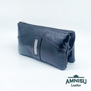 Fekete gyűrt lakk egyenes swarovski köves női pénztárca G8007 - táska & tok - pénztárca & más tok - pénztárca - női pénztárca - Meska.hu