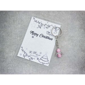 Merry Christmas rózsaszín angyal medálos kulcstartó - Meska.hu