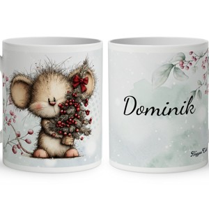 Névvel kérhető - Cuki téli kisegér mintás bögre, Otthon & Életmód, Konyhafelszerelés, tálalás, Tálalás, Bögre & Csésze, , MESKA
