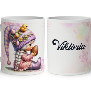 Névvel kérhető - Húsvéti manólány csokival mintás bögre, Otthon & Életmód, Konyhafelszerelés, tálalás, Tálalás, Bögre & Csésze, , MESKA