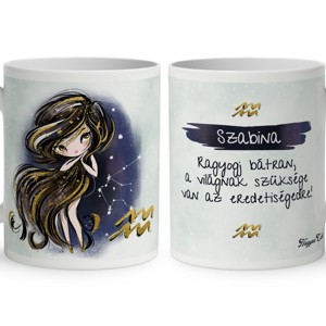 Személyre szabható - Barna hajú Csini Vízöntő lány mintás bögre, Otthon & Életmód, Konyhafelszerelés, tálalás, Tálalás, Bögre & Csésze, , MESKA