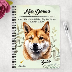 Személyre szabható - Shiba inu portré mintás A5-ös füzet - otthon & életmód - papír, írószer - jegyzetfüzet & napló - Meska.hu