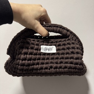 Csokibarna horgolt SABIÉ kézitáska vagy neszesszer, Táska & Tok, Kézitáska & válltáska, Kézitáska, Horgolás, MESKA