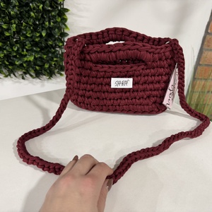 Horgolt SABIÉ burgundi színű  kézi és v�lltáska - táska & tok - kézitáska & válltáska - kézitáska - Meska.hu