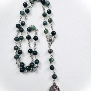 Szt. Mihály rózsafüzér mohaachátból - Meska.hu