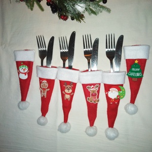 TEDD EGYEDIVÉ A KARÁCSONYT! Evőeszköztartó Mikulássapka - karácsony - karácsonyi lakásdekoráció - ünnepi asztaldekoráció - Meska.hu