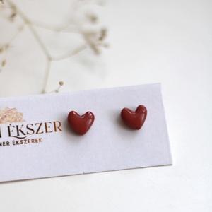 Szív alakú gomb fülbevaló, Ékszer, Fülbevaló, Pötty fülbevaló, Ékszerkészítés, Gyurma, MESKA