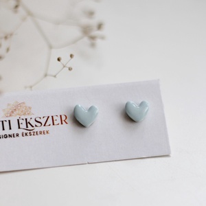 Szív alakú gomb fülbevaló, Ékszer, Fülbevaló, Pötty fülbevaló, Ékszerkészítés, Gyurma, MESKA