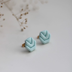 Kék gomb fülbevaló, Ékszer, Fülbevaló, Pötty fülbevaló, Gyurma, Ékszerkészítés, MESKA