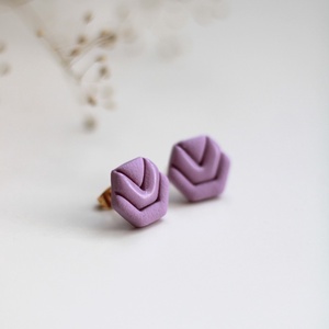 Lila gomb fülbevaló, Ékszer, Fülbevaló, Pötty fülbevaló, Gyurma, Ékszerkészítés, MESKA