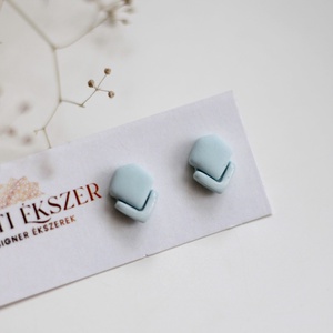 Kék elegáns gomb fülbevaló, Ékszer, Fülbevaló, Pötty fülbevaló, Gyurma, Ékszerkészítés, MESKA