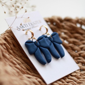 Kék nagy masnis függő fülbevaló - ékszer - fülbevaló - lógó fülbevaló - Meska.hu