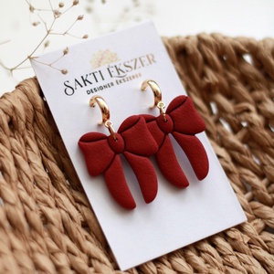 Bordó nagy masnis függő fülbevaló - ékszer - fülbevaló - lógó fülbevaló - Meska.hu