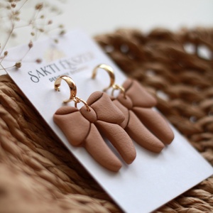 Barna nagy masnis függő fülbevaló - ékszer - fülbevaló - lógó fülbevaló - Meska.hu