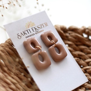 Barna függő fülbevaló - ékszer - fülbevaló - lógó fülbevaló - Meska.hu