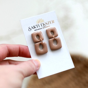 Barna függő fülbevaló - ékszer - fülbevaló - lógó fülbevaló - Meska.hu