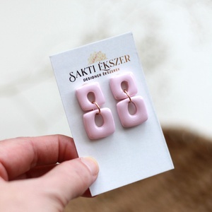 Rózsaszín függő fülbevaló - ékszer - fülbevaló - lógó fülbevaló - Meska.hu