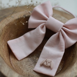 Púder rózsaszín nyuszis hajgumi - ruha & divat - hajdísz & hajcsat - hajgumi - Meska.hu