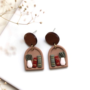 Könyvespolc függő fülbevaló fával - ékszer - fülbevaló - lógó fülbevaló - Meska.hu