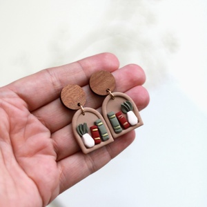 Könyvespolc függő fülbevaló fával - ékszer - fülbevaló - lógó fülbevaló - Meska.hu