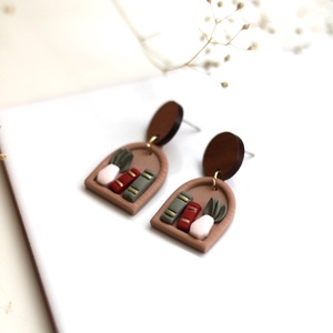 Könyvespolc függő fülbevaló fával - ékszer - fülbevaló - lógó fülbevaló - Meska.hu