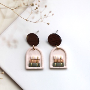 Könyvespolc függő fülbevaló fával, Ékszer, Fülbevaló, Lógó fülbevaló, Ékszerkészítés, MESKA