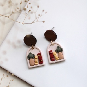 Könyvespolc függő fülbevaló fával, Ékszer, Fülbevaló, Lógó fülbevaló, Ékszerkészítés, MESKA