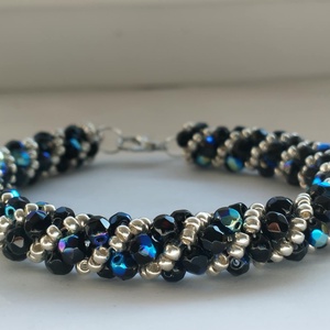 Black-Blue spirál, , Gyöngyfűzés, gyöngyhímzés, MESKA