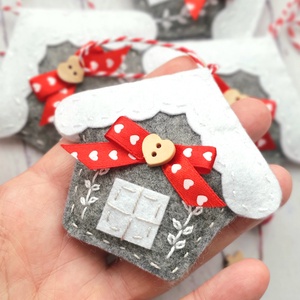 Karácsonyi bababarát filc díszek, házikók - diy (csináld magad) - egységcsomag - Meska.hu